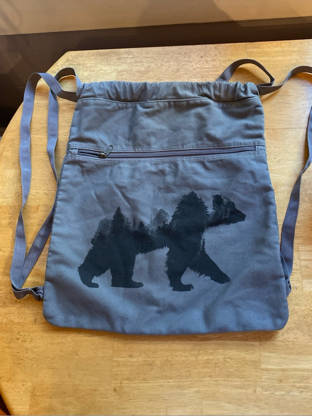 V! Authentic Pigment Drawstring
Canvas Grey Backpack Bag in good condition clean
